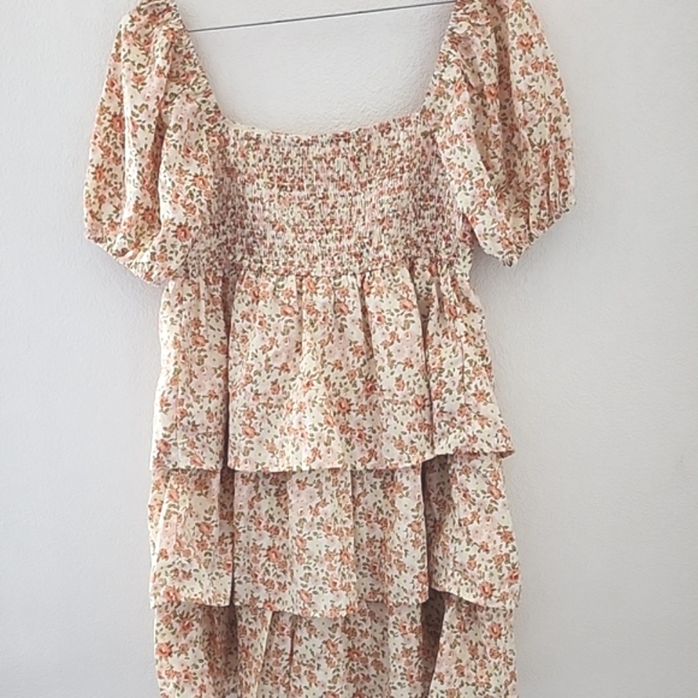 ALTAR'D STATE NWOT Floral Boho Off-Shoulder Short Sleeve Mini Dress Sz Medium - Picture 2 of 8